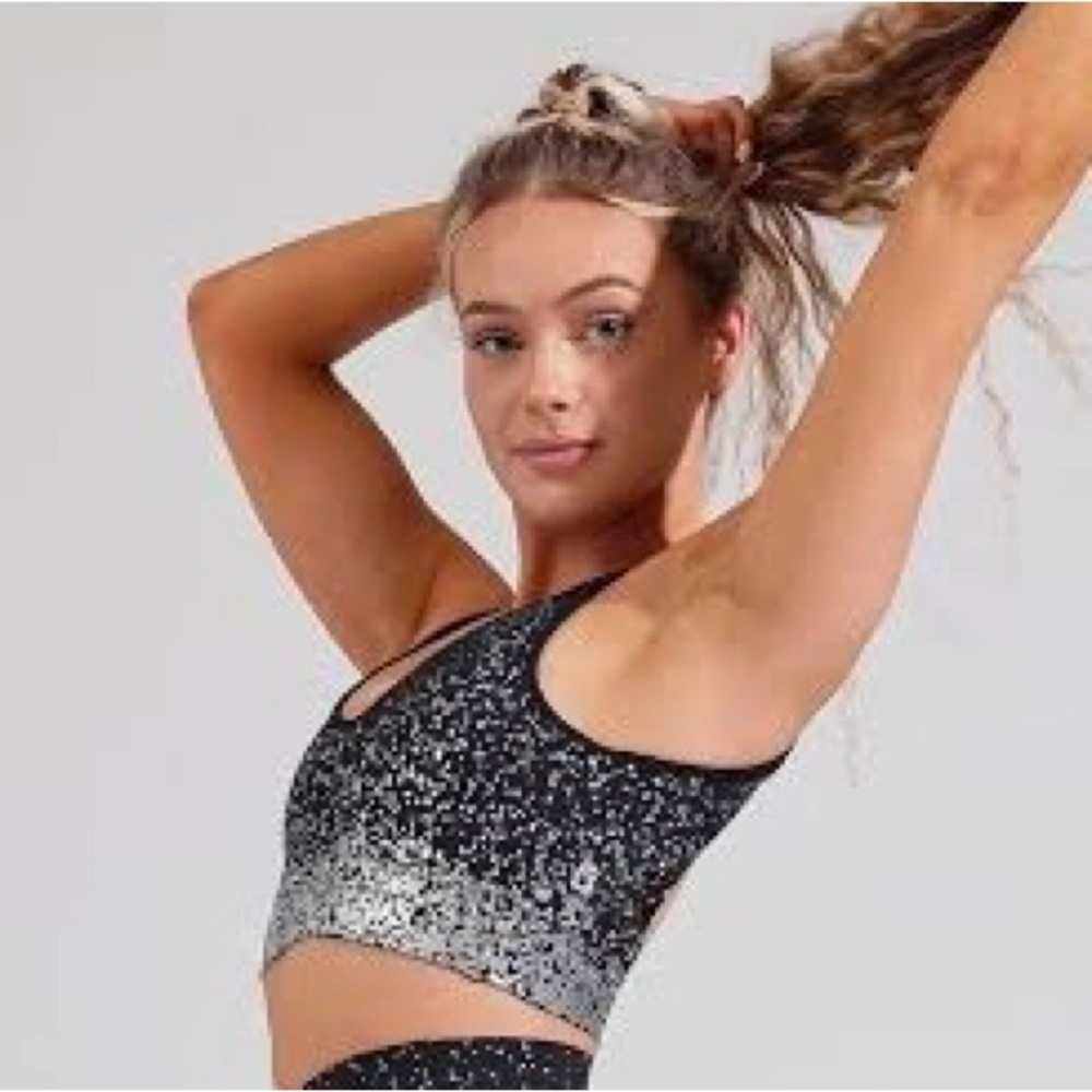 BuffBunny Maraschino Black and Silver Sports Bra